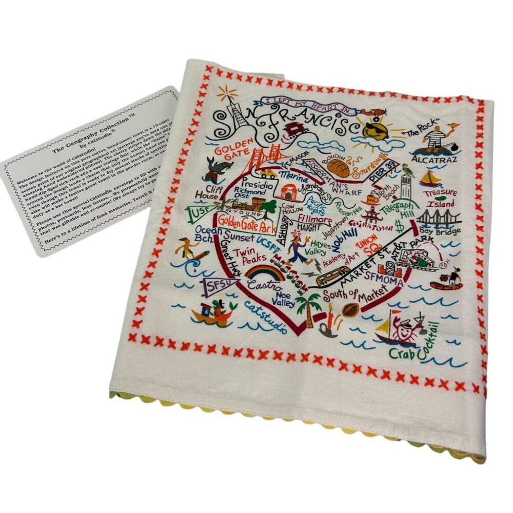Catstudio Left my Heart in San Francisco California Tea Kitchen Towel Colorful G